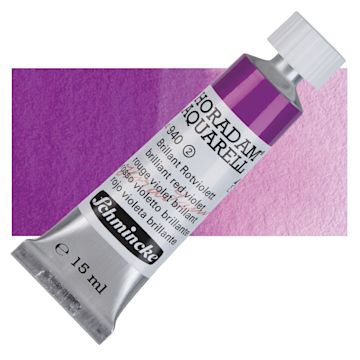 Open in modal - Schmincke Horadam Aquarell Artist Watercolor - Brilliant Red Violet, 15 ml tube and swatch