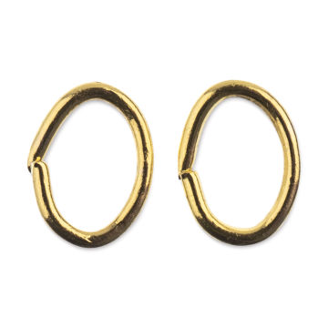 John Bead Must Have Findings Oval Jump Rings - Package of 98, Gold, 6 mm x 5 mm (Close-up of two oval jump rings)