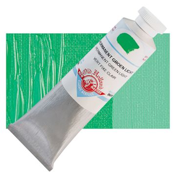 Open in modal - Old Holland New Masters Classic Acrylic Paint - Permanent Green Light, 60 ml tube and swatch