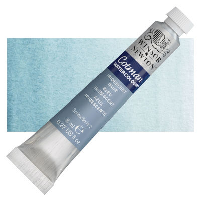 Winsor & Newton Cotman Watercolors - Iridescent Blue, 8 ml, Tube with Swatch