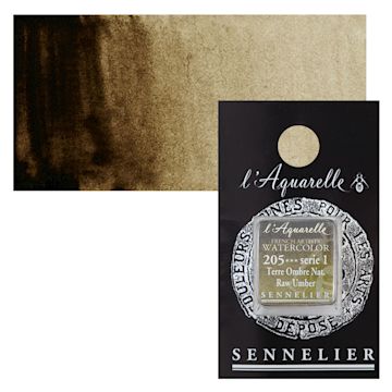 Open in modal - Sennelier French Artists' Watercolor - Raw Umber, Half Pan and swatch