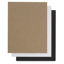 Grafix Chipboard Assorted Pack of 15 - Black, White, and Natural sheets of chipboard shown