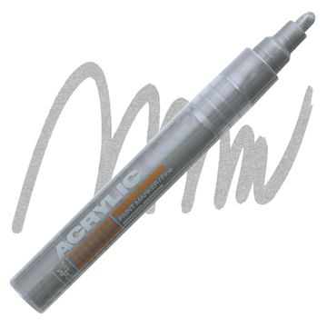 Open in modal - Montana Acrylic Marker - 2 mm Tip, Outline Silver (Metallic) marker and swatch