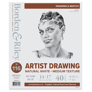 Open in modal - Borden & Riley #116 Artist Drawing Paper Pad - 14" x 17", front cover