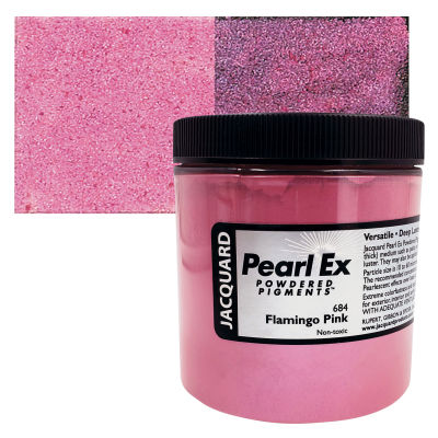 Jacquard Pearl-Ex Pigment - 4 oz, Flamingo Pink, Jar with Swatch