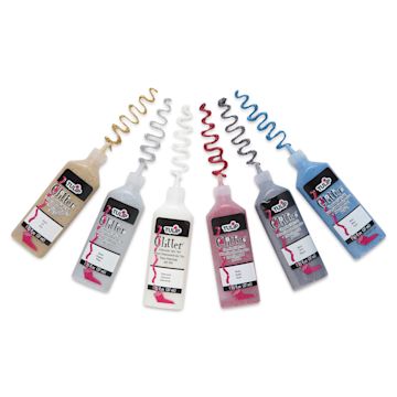 Open in modal - Tulip Dimensional Fabric Paint Set - Glitter Set - 6 Open bottles with swatches