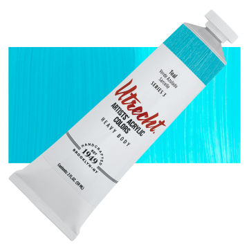 Utrecht Artists' Acrylic Paint - Teal, 2 oz Swatch and Tube