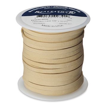 Open in modal - Realeather Deerskin Lace - 50 yds of Buckskin Lace on upright spool