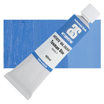 Open in modal - Art Spectrum Artists' Oil Paint - Tasman Blue, 40 ml tube and swatch
