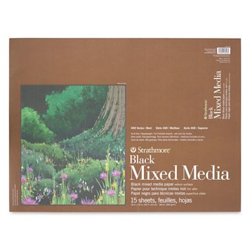 Open in modal - Strathmore 400 Series Black Mixed Media Pads - Front view of 18" x 24" pad shown