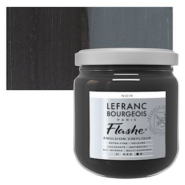 Open in modal - Lefranc & Bourgeois Flashe Vinyl Paint - Black, 400 ml jar and swatch