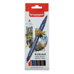 Bruynzeel Fineliner Brush Pens - Amsterdam, Set of 6 (front of package)