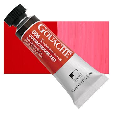 Open in modal - ShinHan Professional Designers Gouache - Quinacridone Red, 15 ml tube and swatch