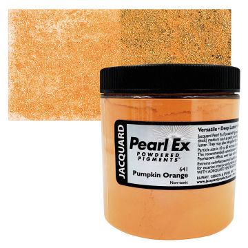 Jacquard Pearl-Ex Pigment - 4 oz, Pumpkin Orange, Jar with Swatch