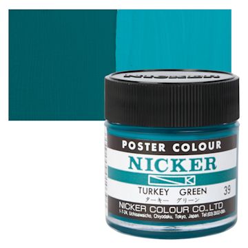 Open in modal - Nicker Poster Colour Paint - Turkey Green, 40 ml jar and swatch
