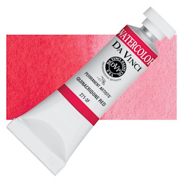 Open in modal - Da Vinci Artists' Permanent Watercolor - Quinacridone Red, 15 ml tube and swatch