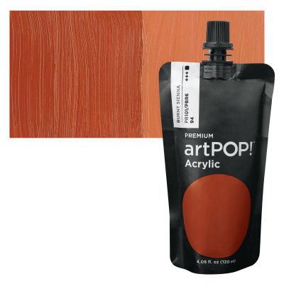 artPOP! Heavy Body Acrylic Paint - Burnt Sienna, 120 ml Pouch with swatch