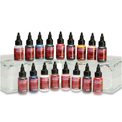 Createx Illustration Paint Sets - Components of 1 oz Bloodline Master set shown in 2 rows