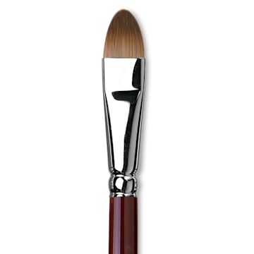 Open in modal - Da Vinci Kolinsky Red Oil Sable Brush - Filbert, Long Handle, Size 14 close up