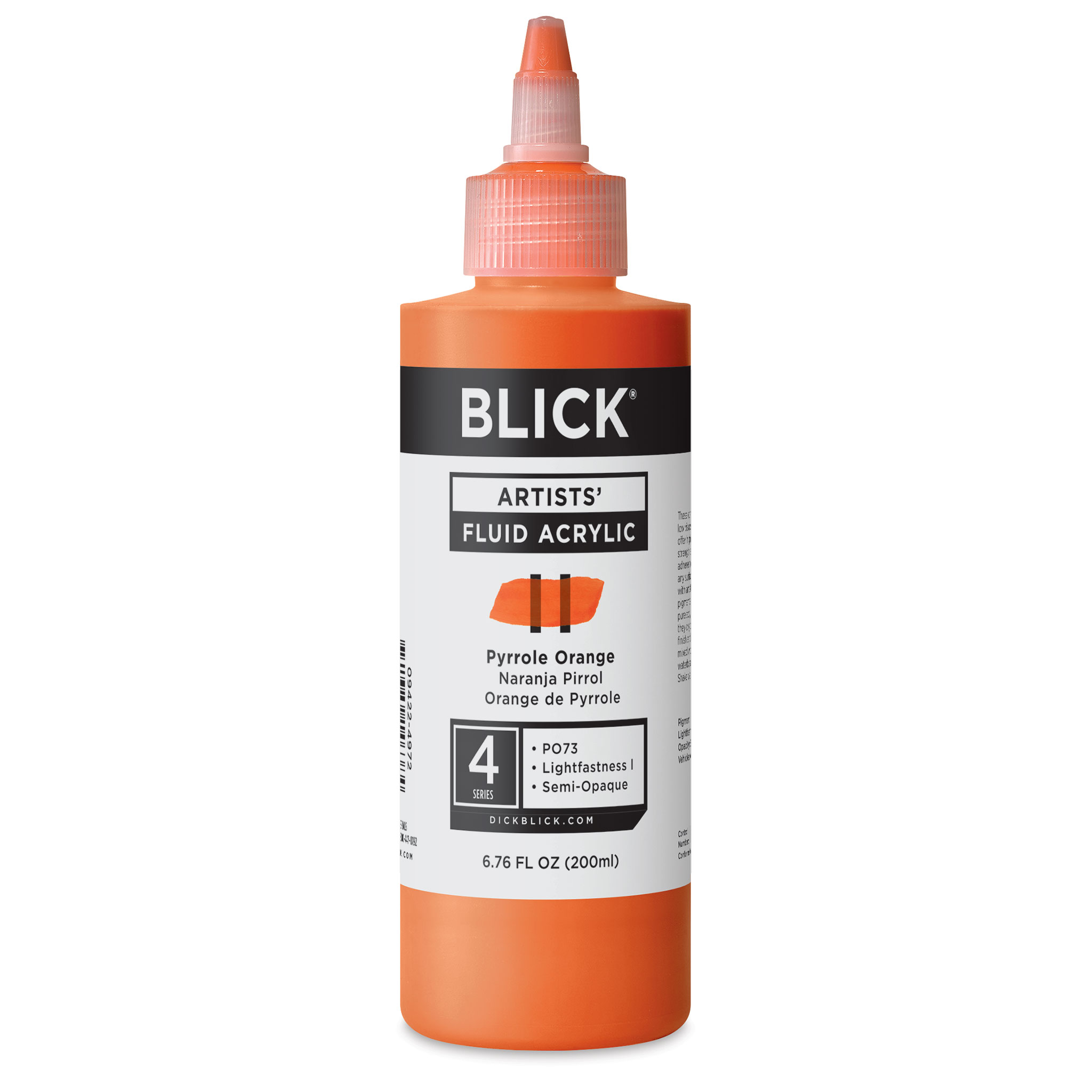 Blick Artists Fluid Acrylic - Pyrrole Orange, 200 ml