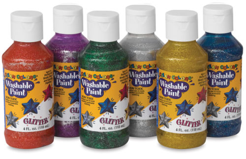 Colorations Washable Kids Glitter Paint Set - 4 oz (Pack of 6) - Non-Toxic  & Easy to