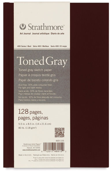 Strathmore Toned Sketch Paper Pad 400 Series 9in x 12in 50 Sheets Gray