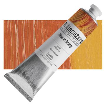 Open in modal - Williamsburg Handmade Oil Paint - Alizarian Orange, 150 ml tube and swatch