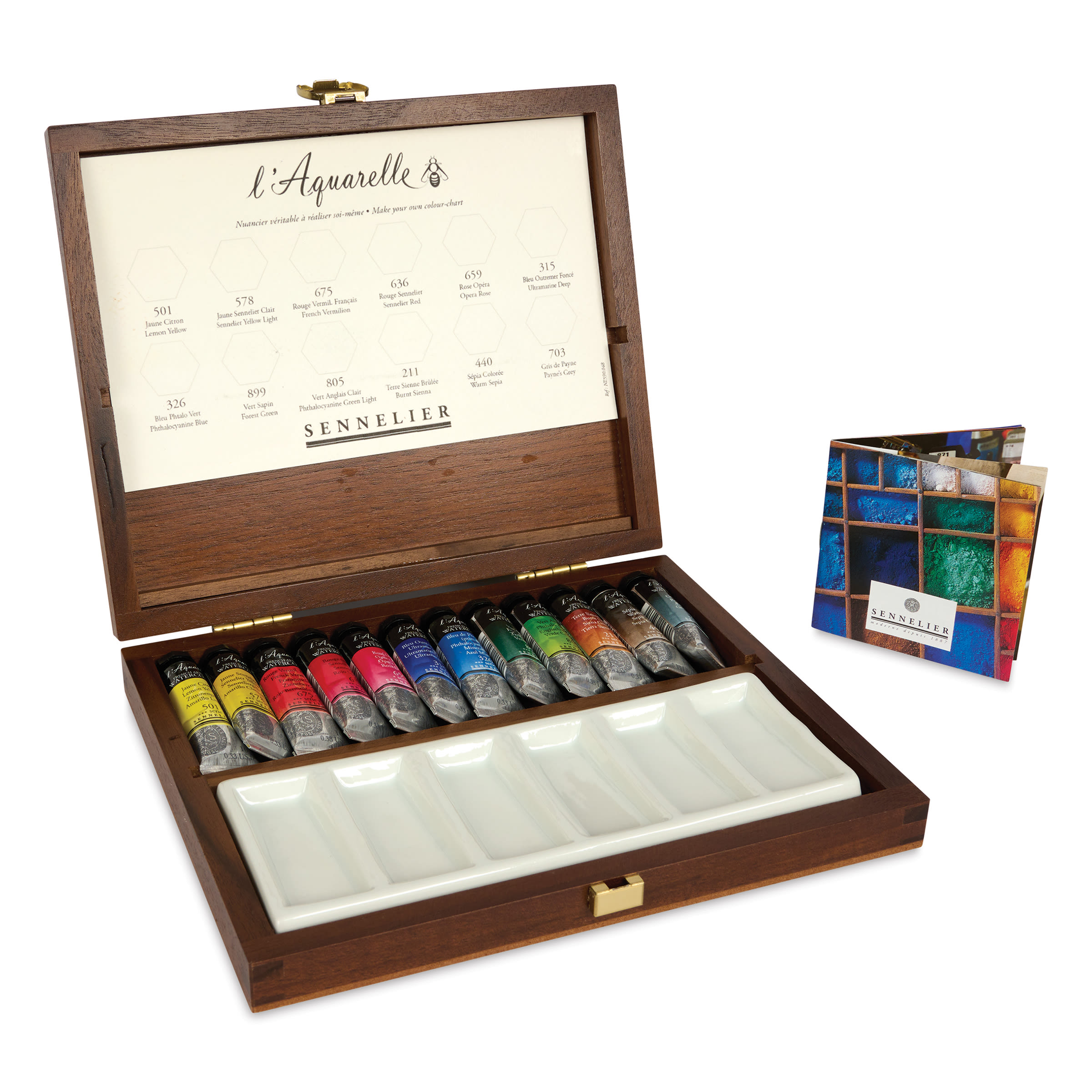 Sennelier French Artists' Watercolor Set - Wood Case, Set of 12, 10 ml tubes