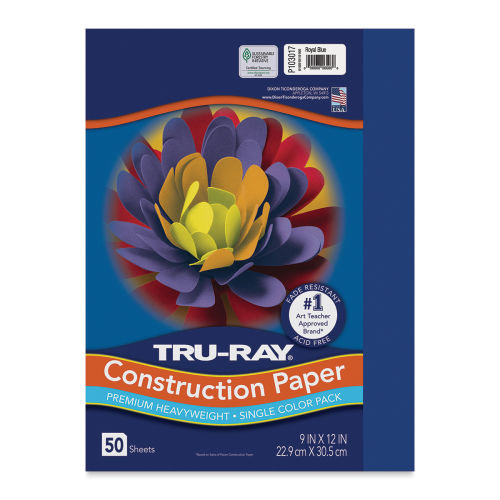 Pacon Tru-Ray Construction Paper - 9 x 12, Royal Blue, 50 Sheets