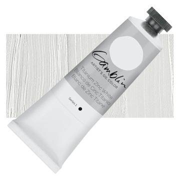 Open in modal - Gamblin Artist's Oil Color - Titanium-Zinc White, 37 ml tube and swatch