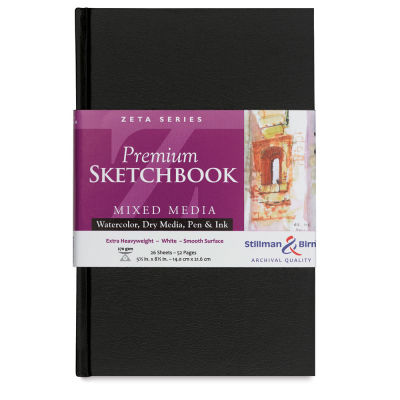 Stillman & Birn Zeta Series Hardcover Sketchbook - Front of Portrait style sketchbook with label