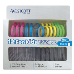 Westcott Soft Handle Scissors Teacher Pack - Front of 12 Pk package with Blunt Tips