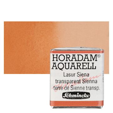 Open in modal - Schmincke Horadam Aquarell Watercolor - Transparent Sienna, Half Pan and swatch
