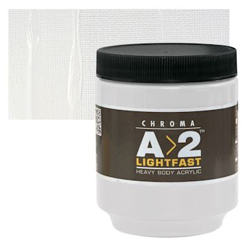 Open in modal - Chroma A2 Student Acrylic - Titanium White, 250 ml jar and swatch