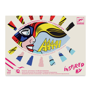 Djeco Inspired By Superheroes Felt Tips and Run-On Transfers Kit (Front of package)