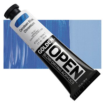 Open in modal - Golden Open Acrylic - Cerulean Blue Chromium, 2 oz Tube and swatch