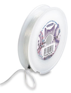Beadalon Elasticity - Angled view of slightly unrolled spool of clear thread