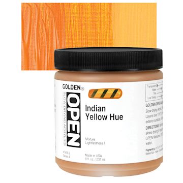 Open in modal - Golden Open Acrylic - Indian Yellow Hue, 8 oz Jar and swatch