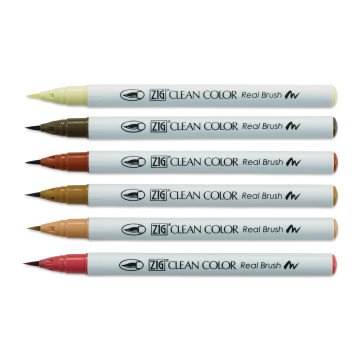 Kuretake Zig Clean Color Real Brush Pens - Portrait Colors II, Set of 6 (set contents)