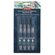 Derwent Push Button Waterbrush - Set of 4, Short Handle