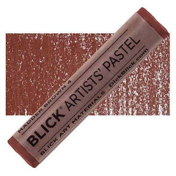 Open in modal - Blick Artists' Soft Pastel - Madder Brown 4 pastel and swatch