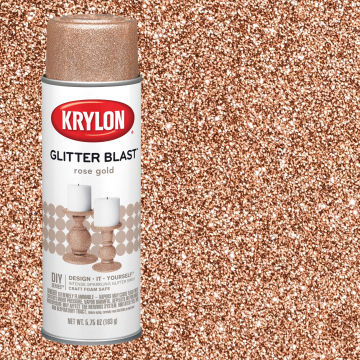 Krylon Glitter Blast Spray Paint - Rose Gold, 5.75 oz can and swatch