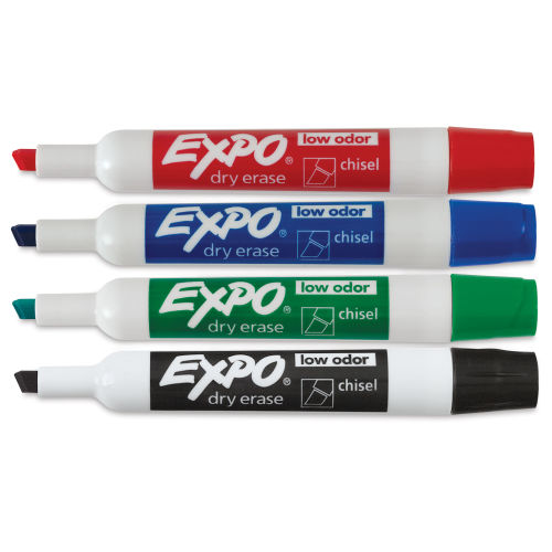 Expo Low-Odor Dry-Erase Marker Starter Set, Ultra Fine, Assorted, 5-Set