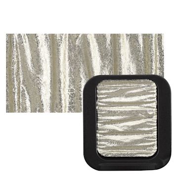 Open in modal - Finetec Premium Watercolor Pan - Real Silver (Metallic) pan and swatch