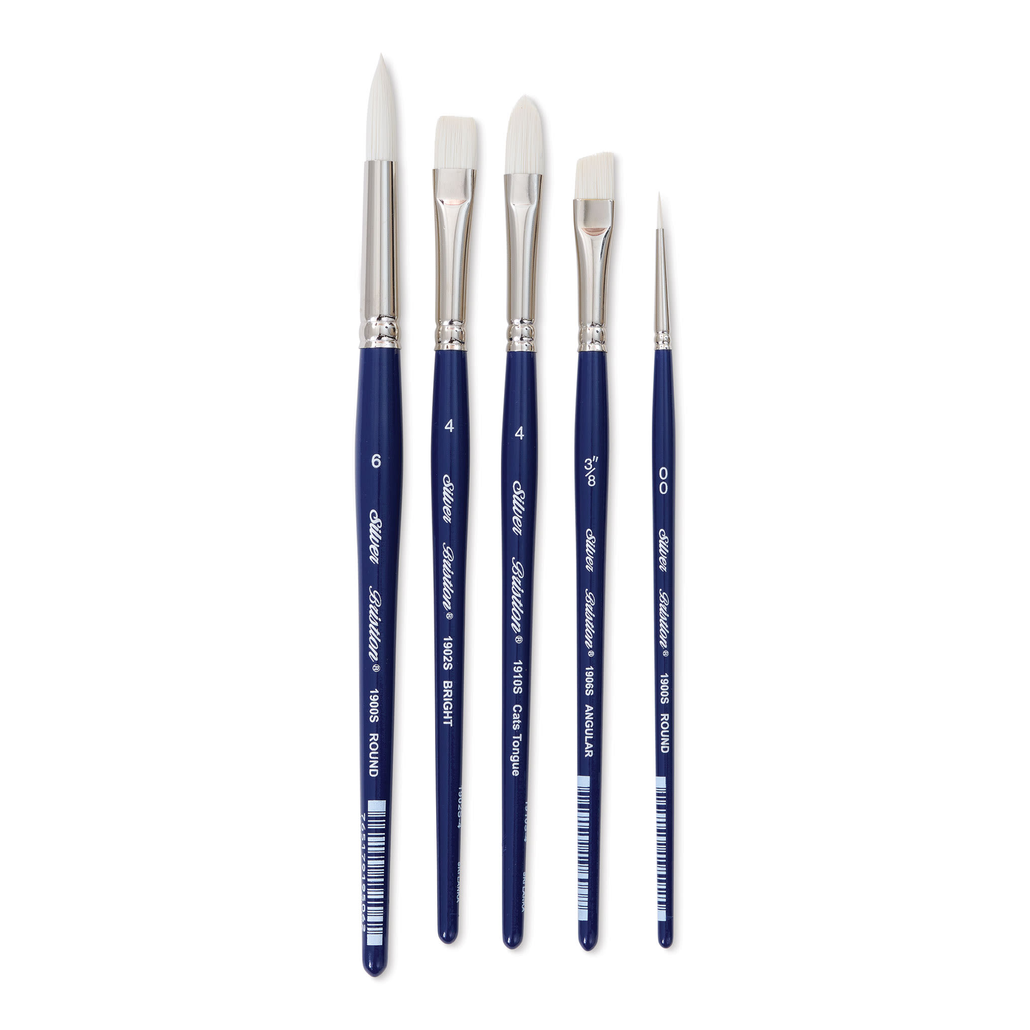 Silver Brush Bristlon Synthetic Bristle Brushes - BLICK Exclusive, Short Handle, Set of 5