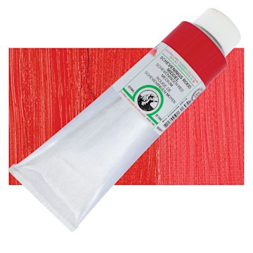 Open in modal - Old Holland Classic Oil Color - Scheveningen Red Medium, 225 ml tube and swatch