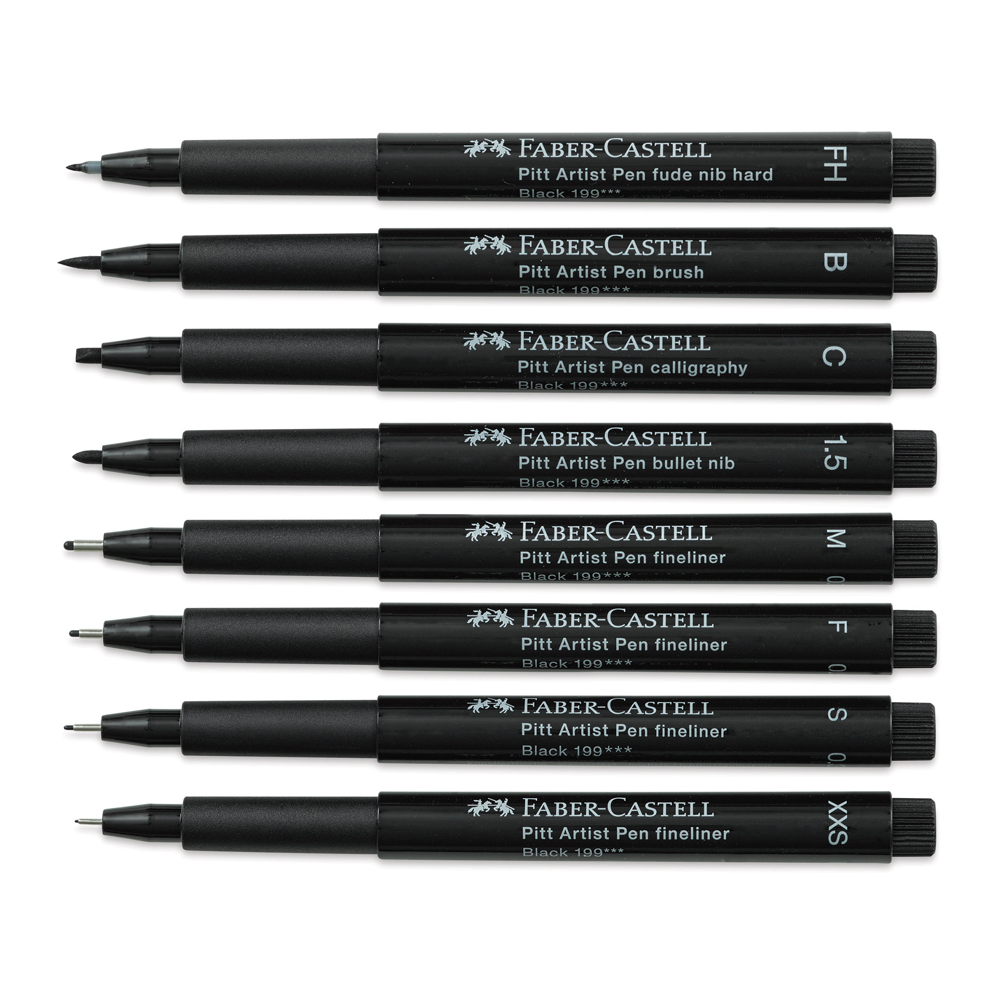 Faber-Castell Pitt Artist Pens- Black, Set of 6, Assorted Nibs
