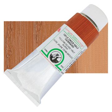 Open in modal - Old Holland Classic Oil Color - Yellow Ochre Half Burnt, 125 ml tube and swatch