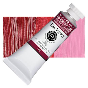 Open in modal - Da Vinci Artists' Oil Color - Red Rose Deep, 37 ml Tube and swatch