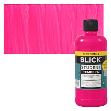 Open in modal - Blick Student Tempera Paint - Fluorescent Pink, 16 oz Bottle and swatch